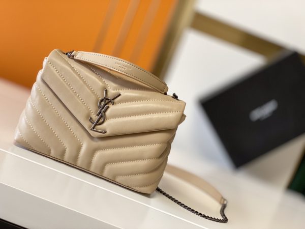 YSL Loulou Small Matelasse Leather Bag - Black, Beige, Red - Image 17