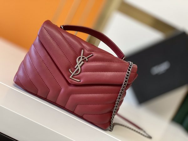 YSL Loulou Small Matelasse Leather Bag - Black, Beige, Red - Image 21