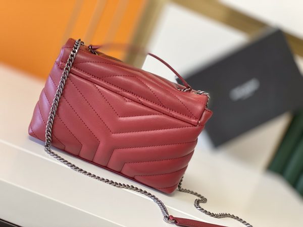 YSL Loulou Small Matelasse Leather Bag - Black, Beige, Red - Image 23