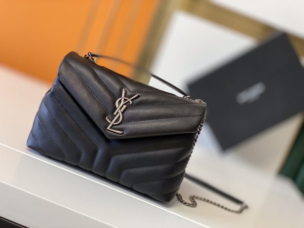 YSL Loulou Small Matelasse Leather Bag - Black, Beige, Red - Image 5