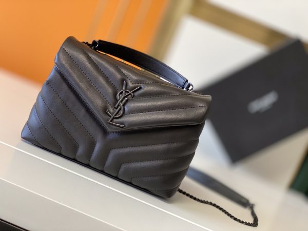 YSL Loulou Small Matelasse Leather Bag - Black, Beige, Red - Image 9