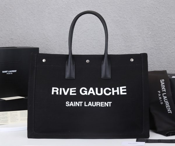 YSL Rive Gauche Linen & Leather Tote Bag Replica