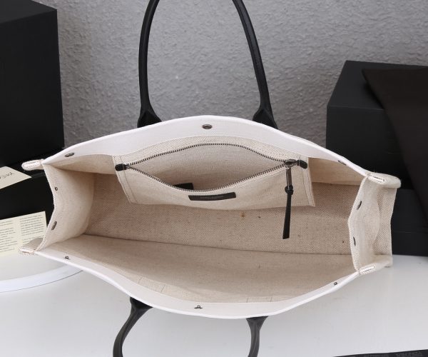 YSL Rive Gauche Linen & Leather Tote Bag Replica - Image 15