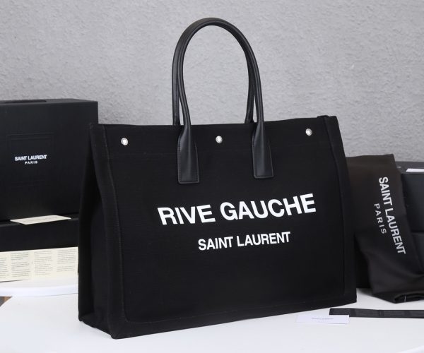 YSL Rive Gauche Linen & Leather Tote Bag Replica - Image 2