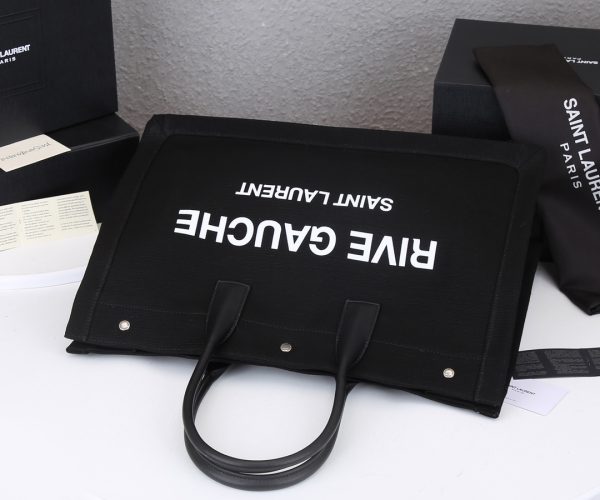 YSL Rive Gauche Linen & Leather Tote Bag Replica - Image 3