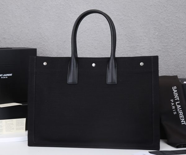 YSL Rive Gauche Linen & Leather Tote Bag Replica - Image 4