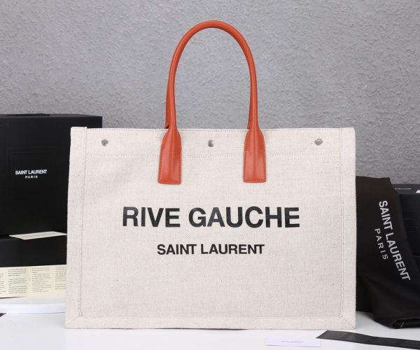 YSL Rive Gauche Linen & Leather Tote Bag Replica - Image 6