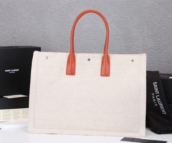 YSL Rive Gauche Linen & Leather Tote Bag Replica - Image 8