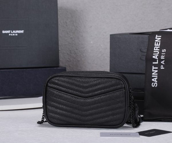 Replica YSL Lou Mini Bag in Black with Silver Hardware - Image 2