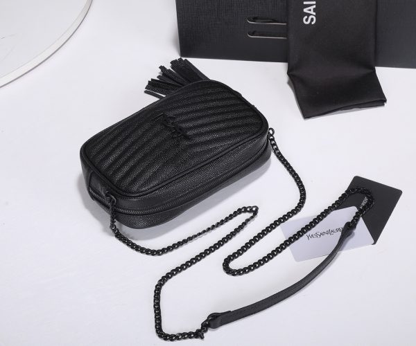 Replica YSL Lou Mini Bag in Black with Silver Hardware - Image 3