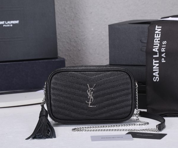 Replica YSL Lou Mini Bag in Black with Silver Hardware - Image 6