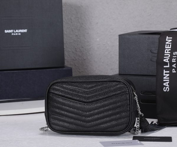 Replica YSL Lou Mini Bag in Black with Silver Hardware - Image 7