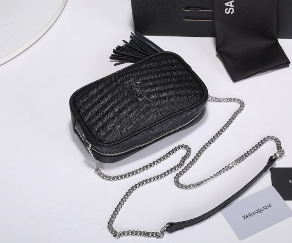 Replica YSL Lou Mini Bag in Black with Silver Hardware - Image 8