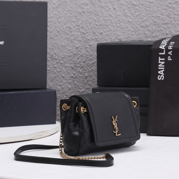Replica YSL Mini Nolita Lambskin Bag - Black/White - Image 2