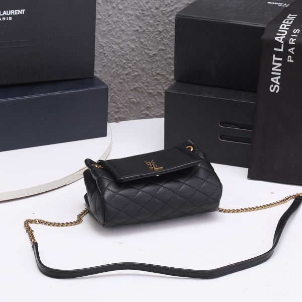 Replica YSL Mini Nolita Lambskin Bag - Black/White - Image 3