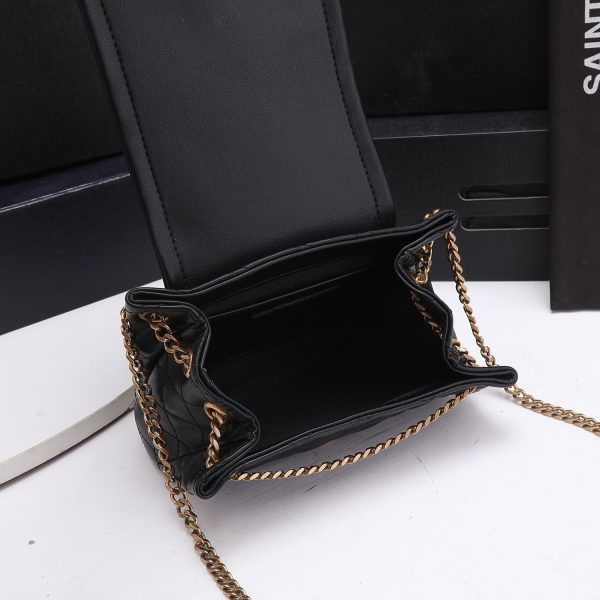 Replica YSL Mini Nolita Lambskin Bag - Black/White - Image 4