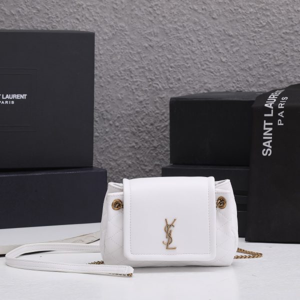 Replica YSL Mini Nolita Lambskin Bag - Black/White - Image 6