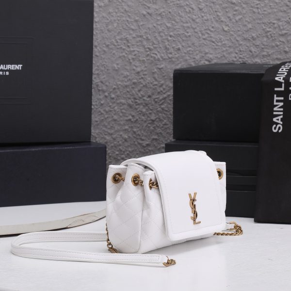 Replica YSL Mini Nolita Lambskin Bag - Black/White - Image 7