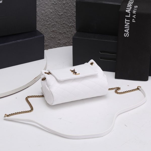 Replica YSL Mini Nolita Lambskin Bag - Black/White - Image 9
