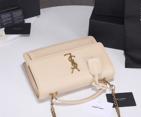YSL Sunset Medium Replica Bag - Black & Beige Handle Design - Image 10