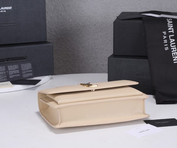 YSL Sunset Medium Replica Bag - Black & Beige Handle Design - Image 11