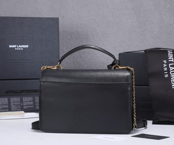 YSL Sunset Medium Replica Bag - Black & Beige Handle Design - Image 3