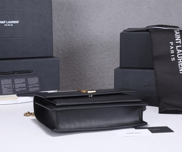 YSL Sunset Medium Replica Bag - Black & Beige Handle Design - Image 5