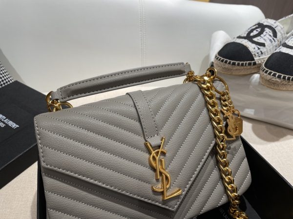 Replica YSL Envelope Medium Mix Embossed Leather Gold Bag - Image 7