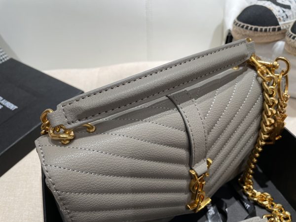Replica YSL Envelope Medium Mix Embossed Leather Gold Bag - Image 8