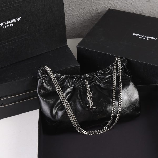 Replica YSL Mini Leather Hobo Shoulder Bag - Image 12