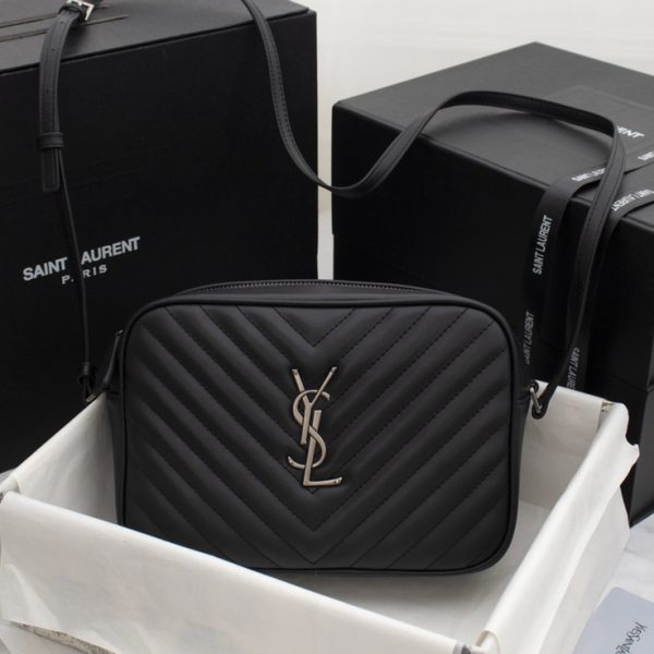 Replica YSL Lou Quilted Leather Camera Bag - Black/Silver - Image 7