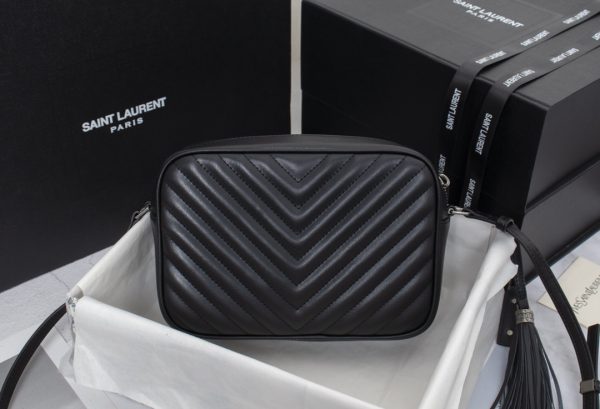 Replica YSL Lou Quilted Leather Camera Bag - Black/Silver - Image 8