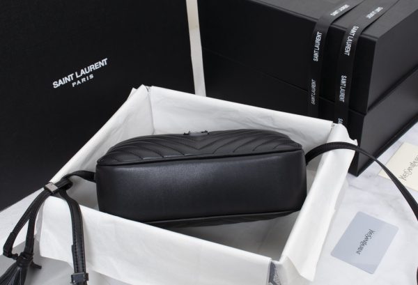 Replica YSL Lou Quilted Leather Camera Bag - Black/Silver - Image 2