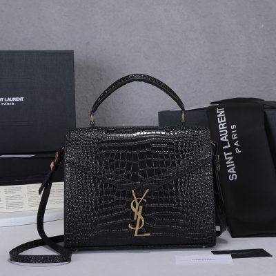 Replica YSL Cassandra Medium Crocodile-Embossed Leather Bag