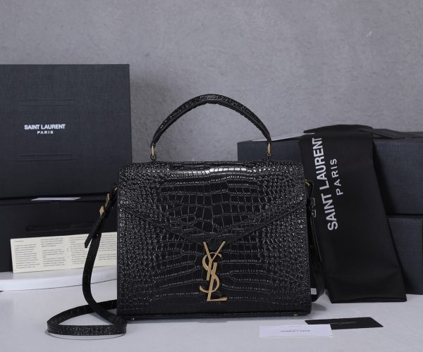 Replica YSL Cassandra Medium Crocodile-Embossed Leather Bag