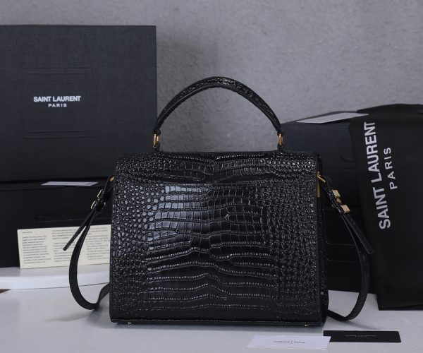 Replica YSL Cassandra Medium Crocodile-Embossed Leather Bag - Image 3