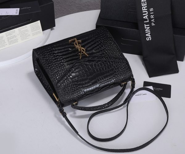 Replica YSL Cassandra Medium Crocodile-Embossed Leather Bag - Image 4
