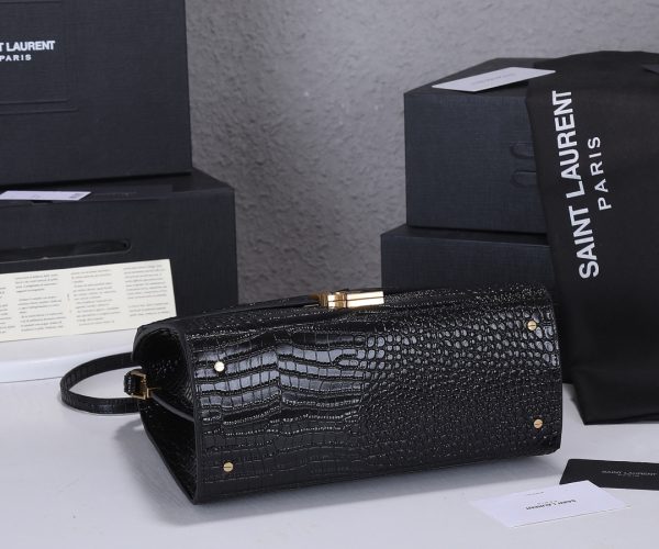 Replica YSL Cassandra Medium Crocodile-Embossed Leather Bag - Image 5