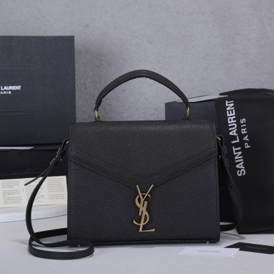 Replica YSL Cassandra Medium Top Handle Bag - Black & Beige