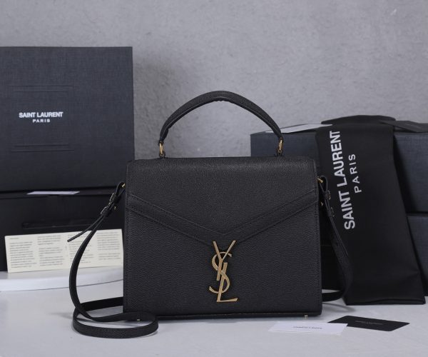 Replica YSL Cassandra Medium Top Handle Bag - Black & Beige