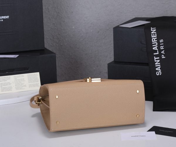 Replica YSL Cassandra Medium Top Handle Bag - Black & Beige - Image 10