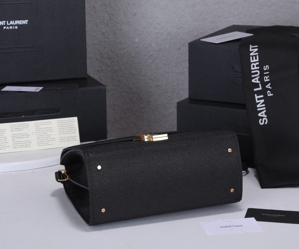 Replica YSL Cassandra Medium Top Handle Bag - Black & Beige - Image 5