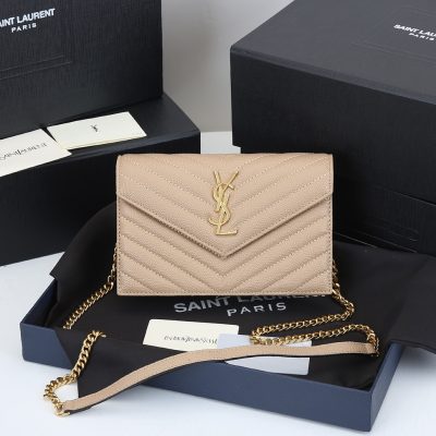 Replica YSL Envelope Chain Wallet – Embossed Leather 1888