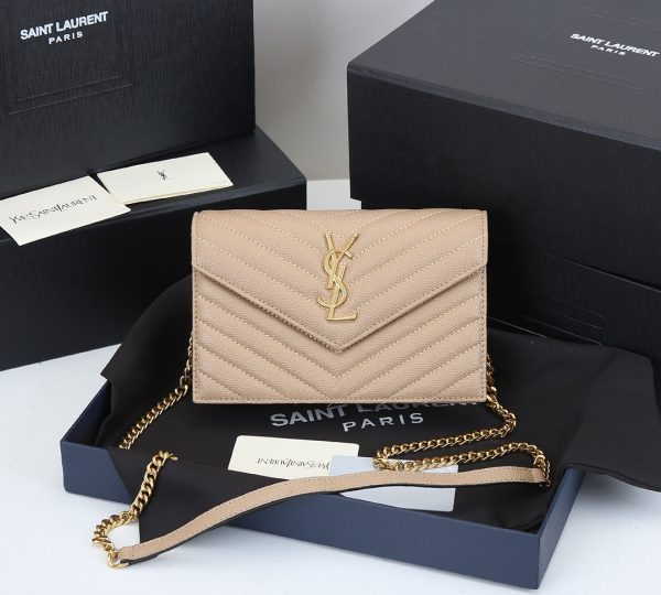 Replica YSL Envelope Chain Wallet – Embossed Leather 1888