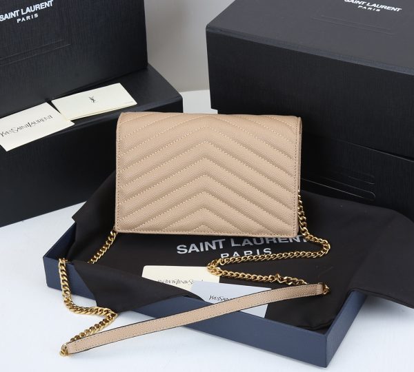 Replica YSL Envelope Chain Wallet – Embossed Leather 1888 - Image 4