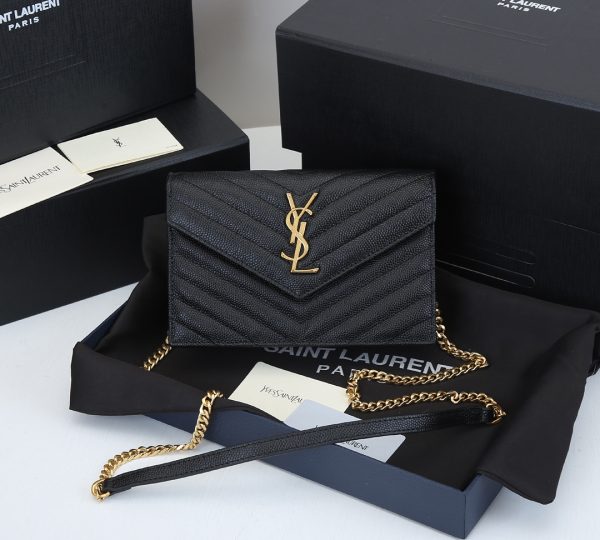 Replica YSL Envelope Chain Wallet – Embossed Leather 1888 - Image 11