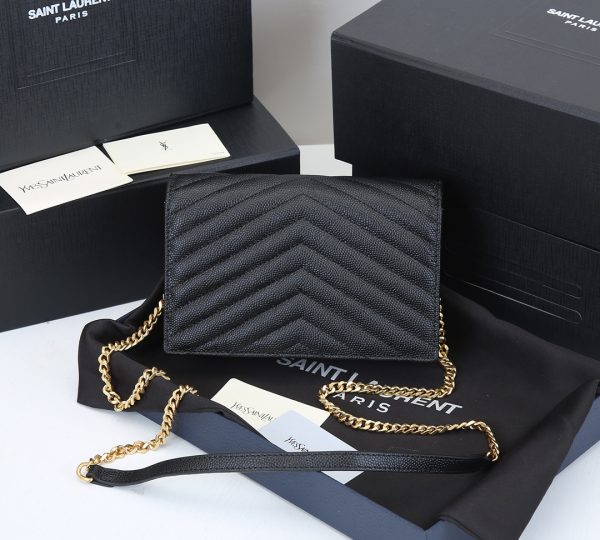 Replica YSL Envelope Chain Wallet – Embossed Leather 1888 - Image 14