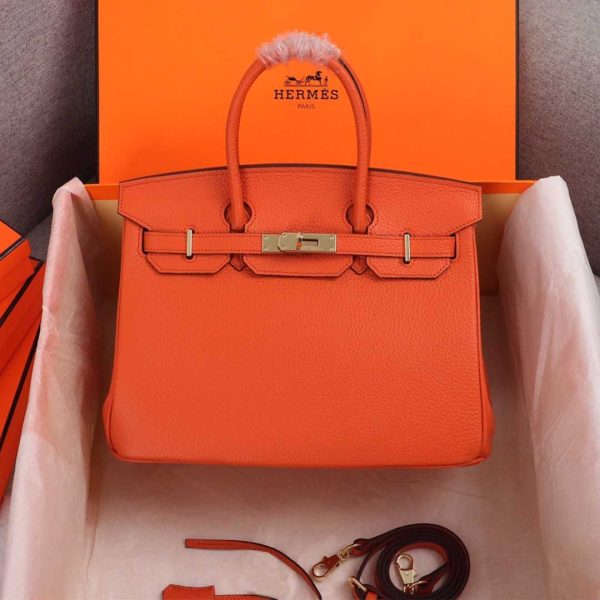 Luxury Replica Hermes Birkin Bag in Beige, Orange, Navy - Image 15
