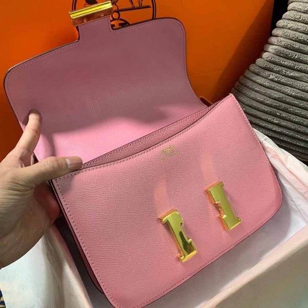Replica Hermes Constance Handbag 24cm/19cm Black/White/Pink - Image 19