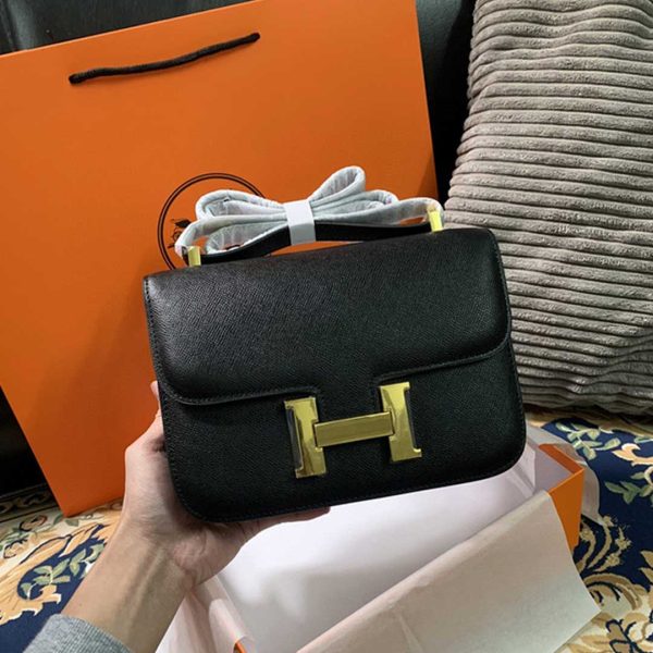 Replica Hermes Constance Handbag 24cm/19cm Black/White/Pink - Image 3
